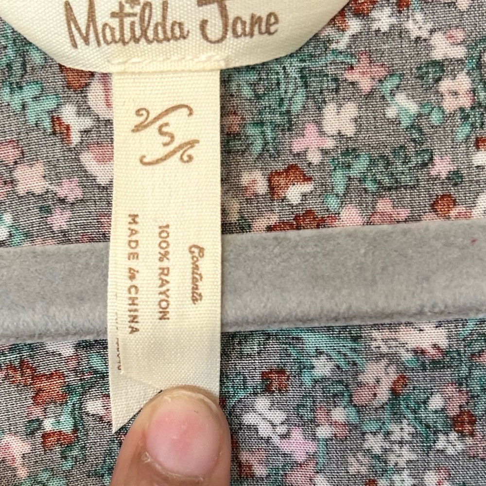 Matilda Jane Black Floral V-Neck Long Sleeve Tiered Dress, Boho Cottagecore - Picture 4 of 7